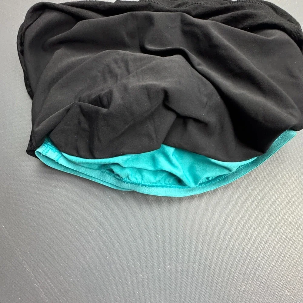 Ivivva Girls Size 12 Black Teal Racerback Tank Built In Bra Athletic Stretch Top